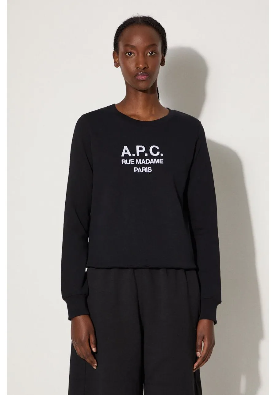 obrazek 1 A.P.C. bluza bawełniana Sweat Tina damska kolor czarny z aplikacją COEZD.F27561-MARINE