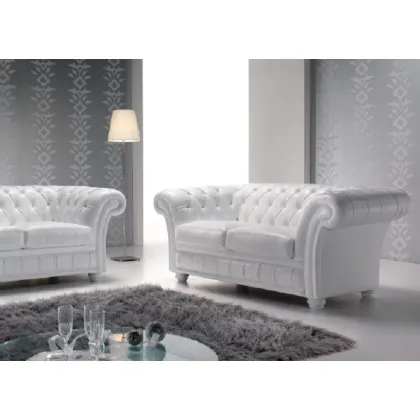Zdjęcie Skórzana, 2-osobowa sofa chesterfield