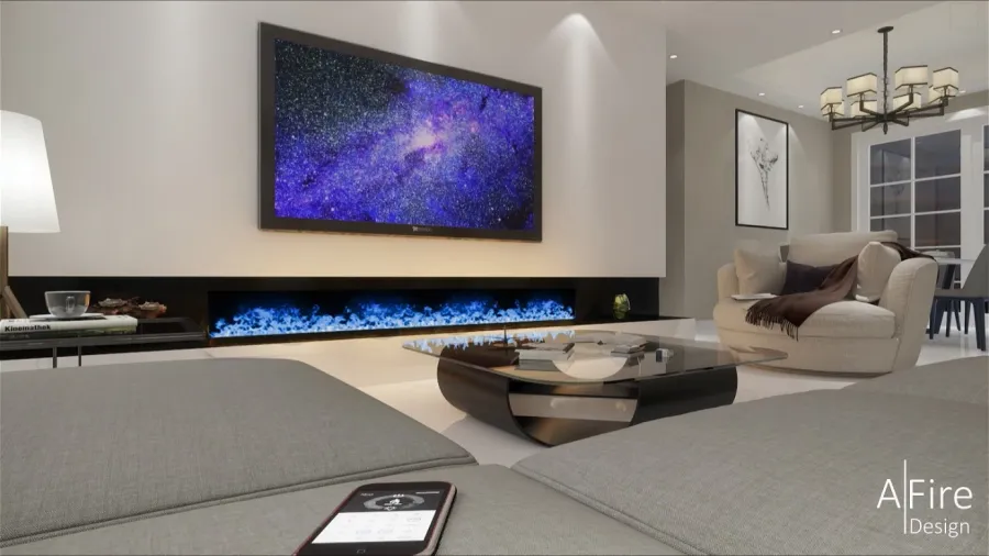 obrazek 2 150 cm elitarny kominek elektryczny na parę wodną - A fireplace