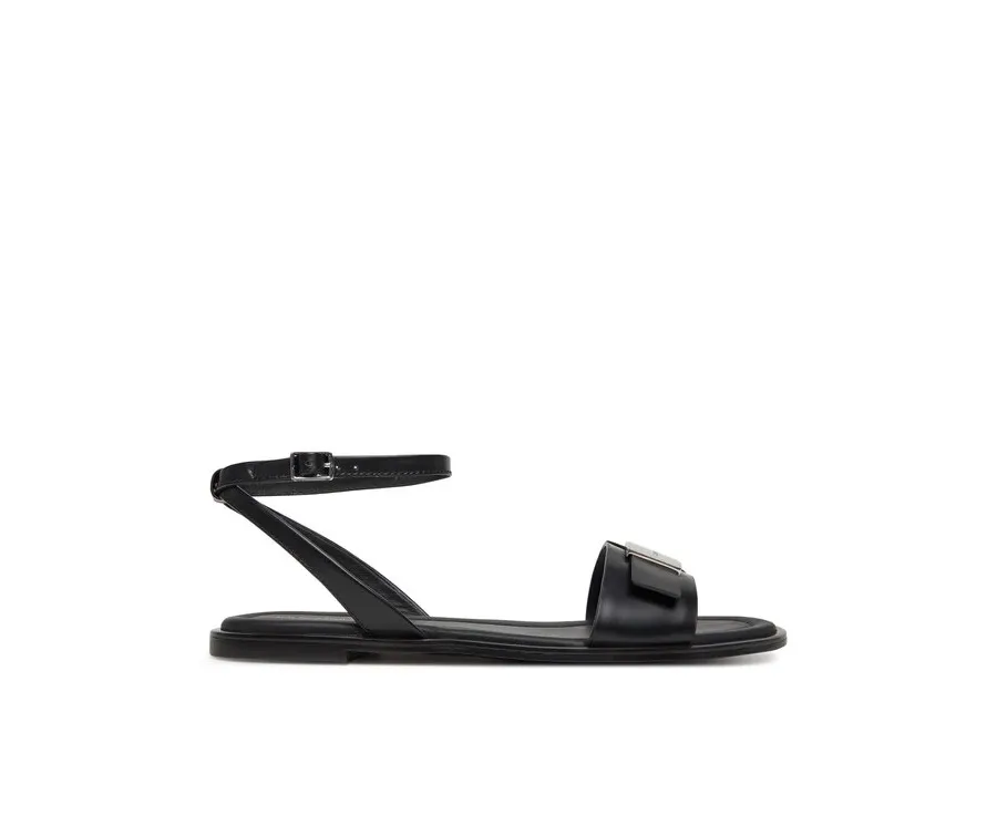 obrazek 1 Calvin Klein Sandały Flat Sandal W/Ck Hw - Lth HW0HW02367 Czarny