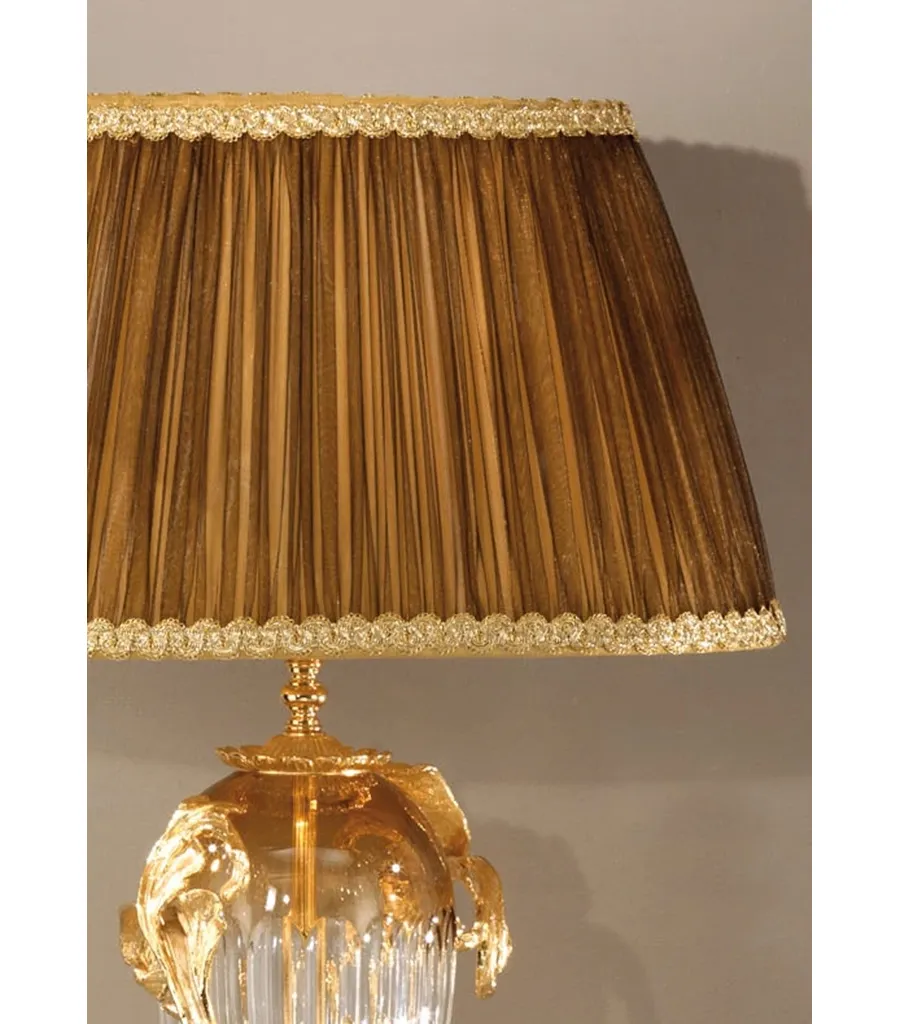 obrazek 3 Lampa stołowa ze złotego mosiądzu i kryształu