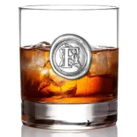 Picture High-quality whiskey glass with a decorative initial