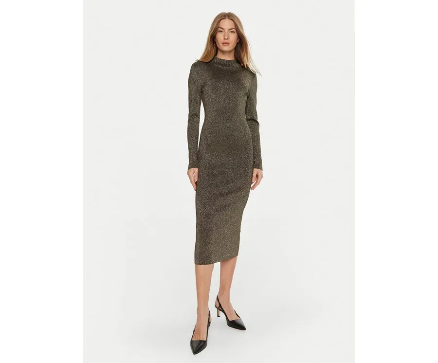 obrazek 1 MICHAEL Michael Kors Sukienka dzianinowa MF482KPAFB Złoty Slim Fit