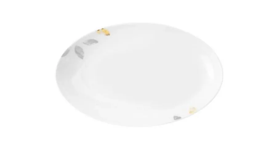 obrazek 1 Ekskluzywny owalny porcelanowy półmisek o delikatnym szaro złotym zdobieniu – Tettau