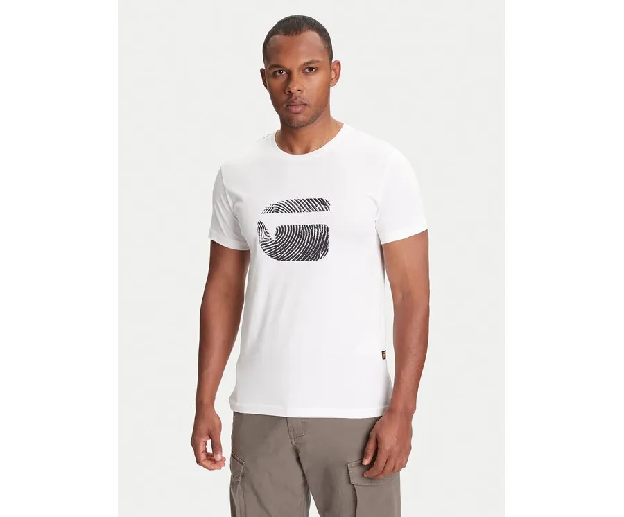 obrazek 1 G-Star Raw T-Shirt Finger Print Burger D26041-C506 Biały Regular Fit