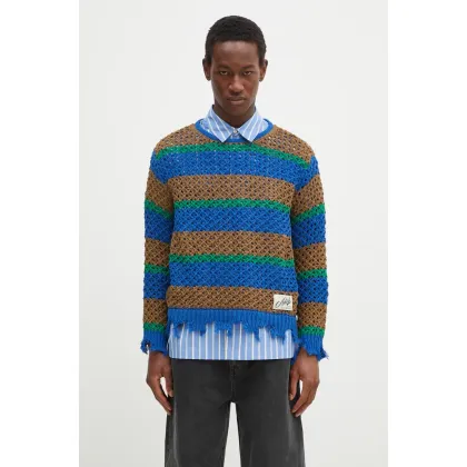 Zdjęcie Andersson Bell sweter Damaged Stripe Boatneck męski kolor brązowy lekki atb1239u
