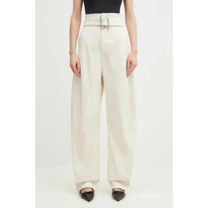 Zdjęcie Sportmax jeansy Glauco damskie kolor beżowy high waist 2512131025600