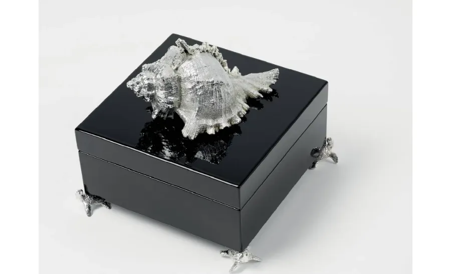 obrazek 1 Luksusowe pudełko z posrebrzaną prawdziwą muszlą