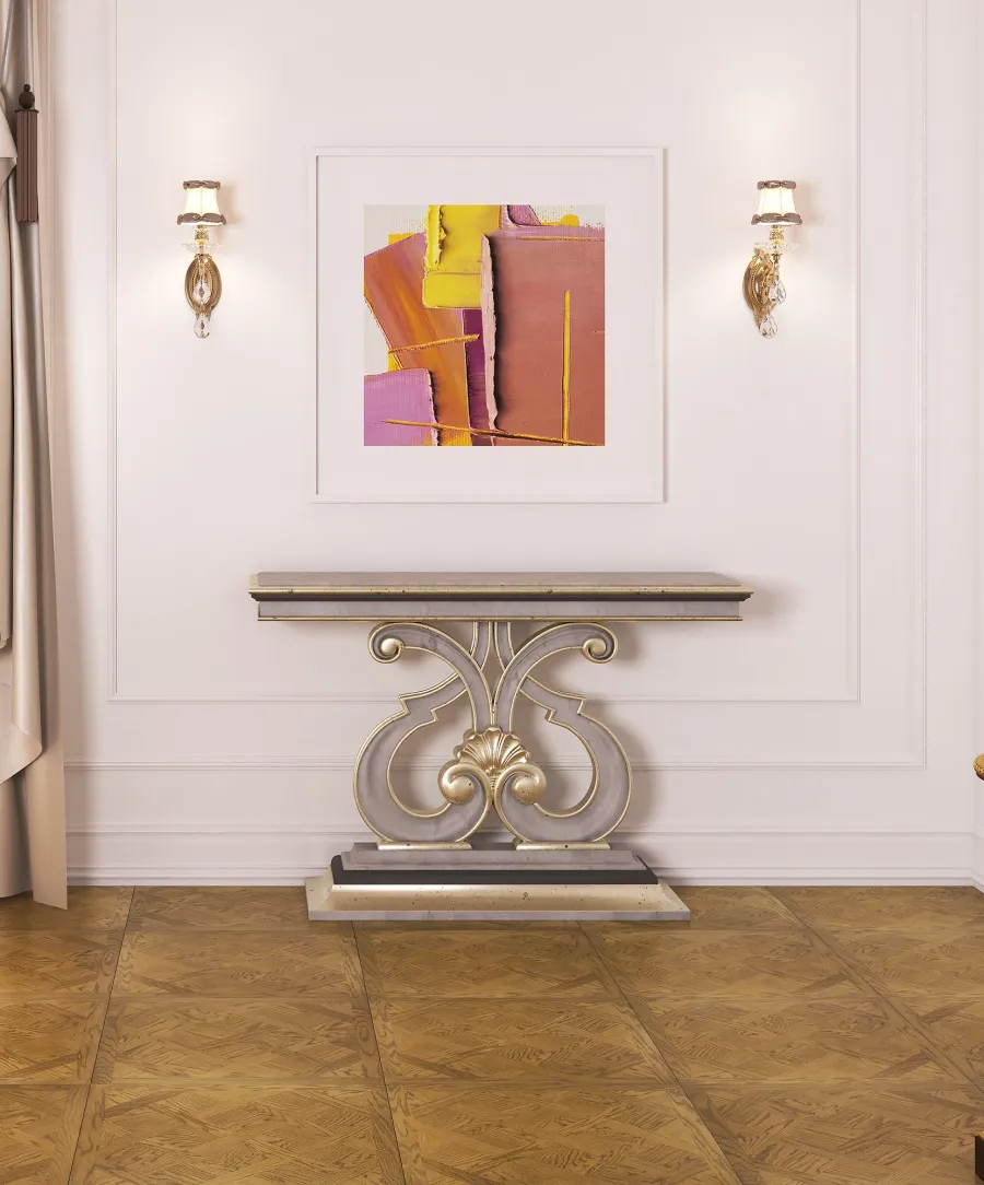 obrazek 1 Wyjątkowa włoska konsola z rzeźbioną nogą w stylu Art. Nouveau
