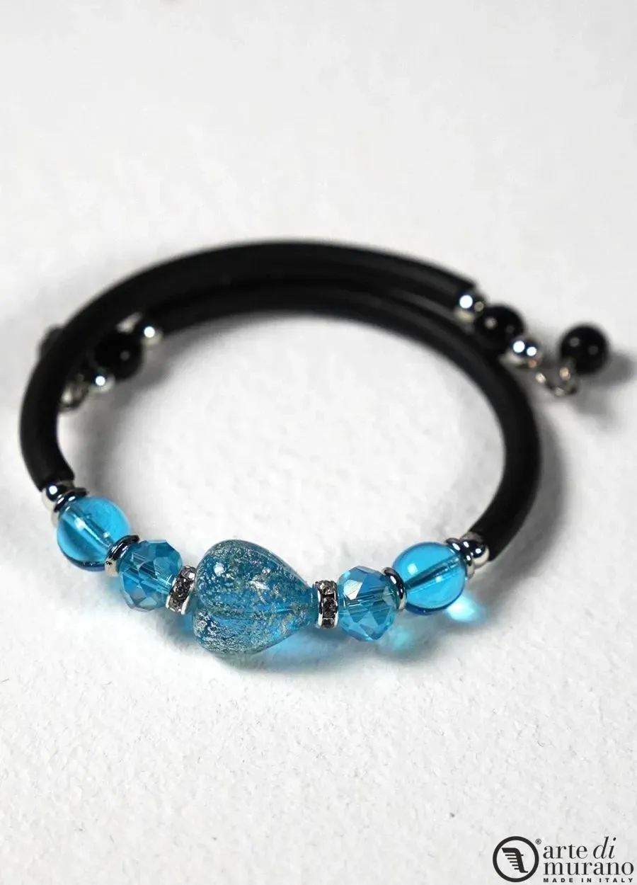 obrazek 1 Elegancka bransoletka ze szkła Murano w kolorze niebieskim