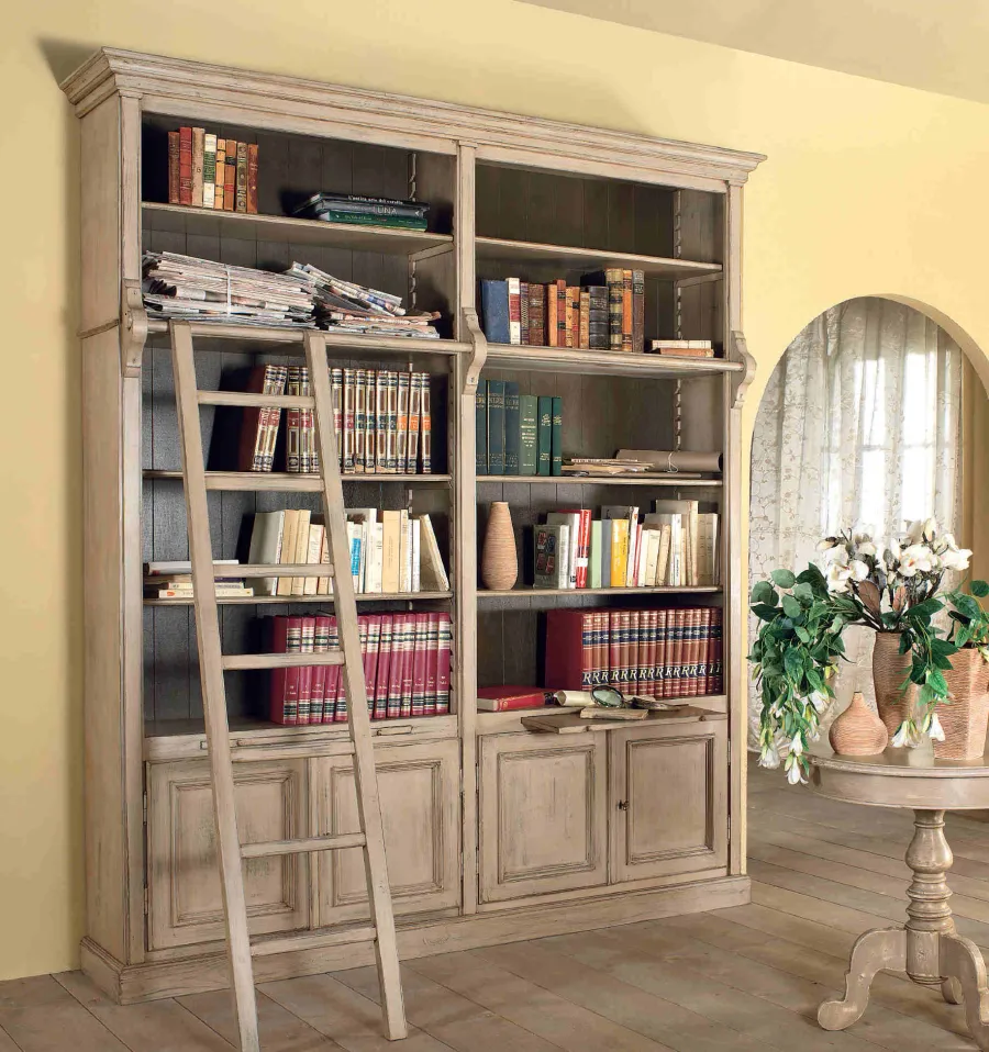 picture 1 Italian wooden bookcase with a small ladder - Interiors Italia
