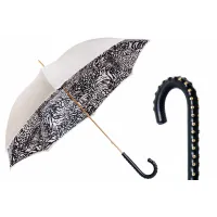 Picture Stylish women's ivory umbrella decorated with black and white stripes - Pasotti