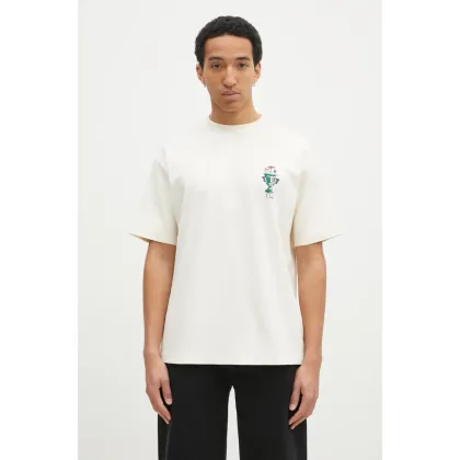 Zdjęcie Drôle de Monsieur t-shirt bawełniany Le T-Shirt Vase męski kolor beżowy z nadrukiem F-TS225-CO002-CM