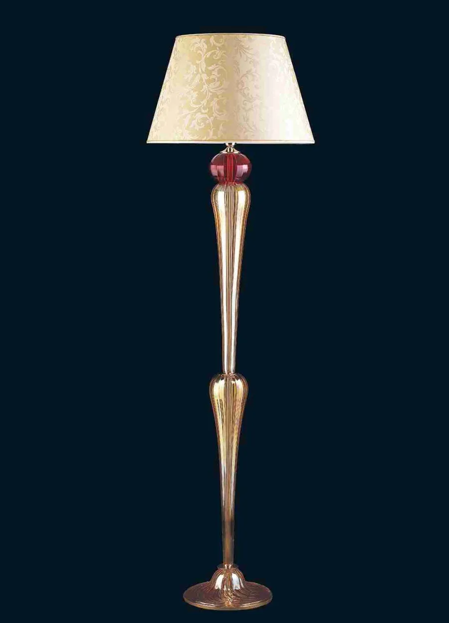 obrazek 1 Szykowna czerwona lampa podłogowa ze szkła Murano