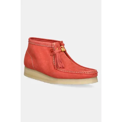 Zdjęcie Clarks Originals półbuty zamszowe Wallabee Boot damskie kolor pomarańczowy na platformie 26181112