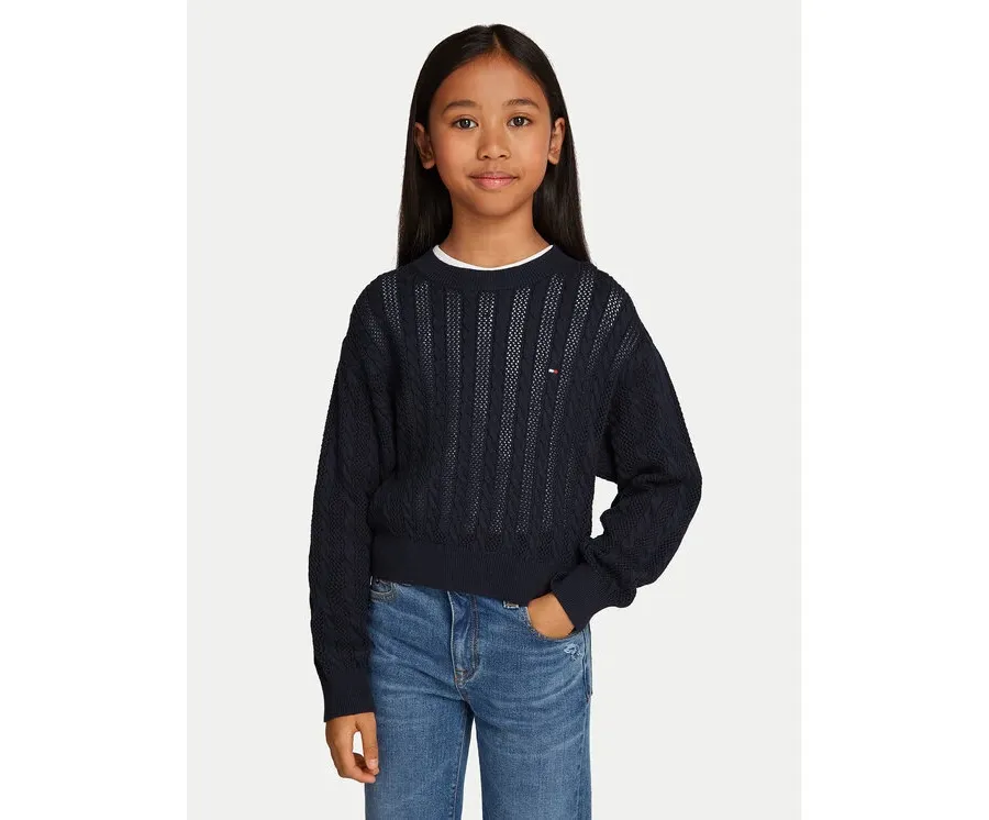 obrazek 1 Tommy Hilfiger Sweter Essential KG0KG08075 Granatowy Regular Fit