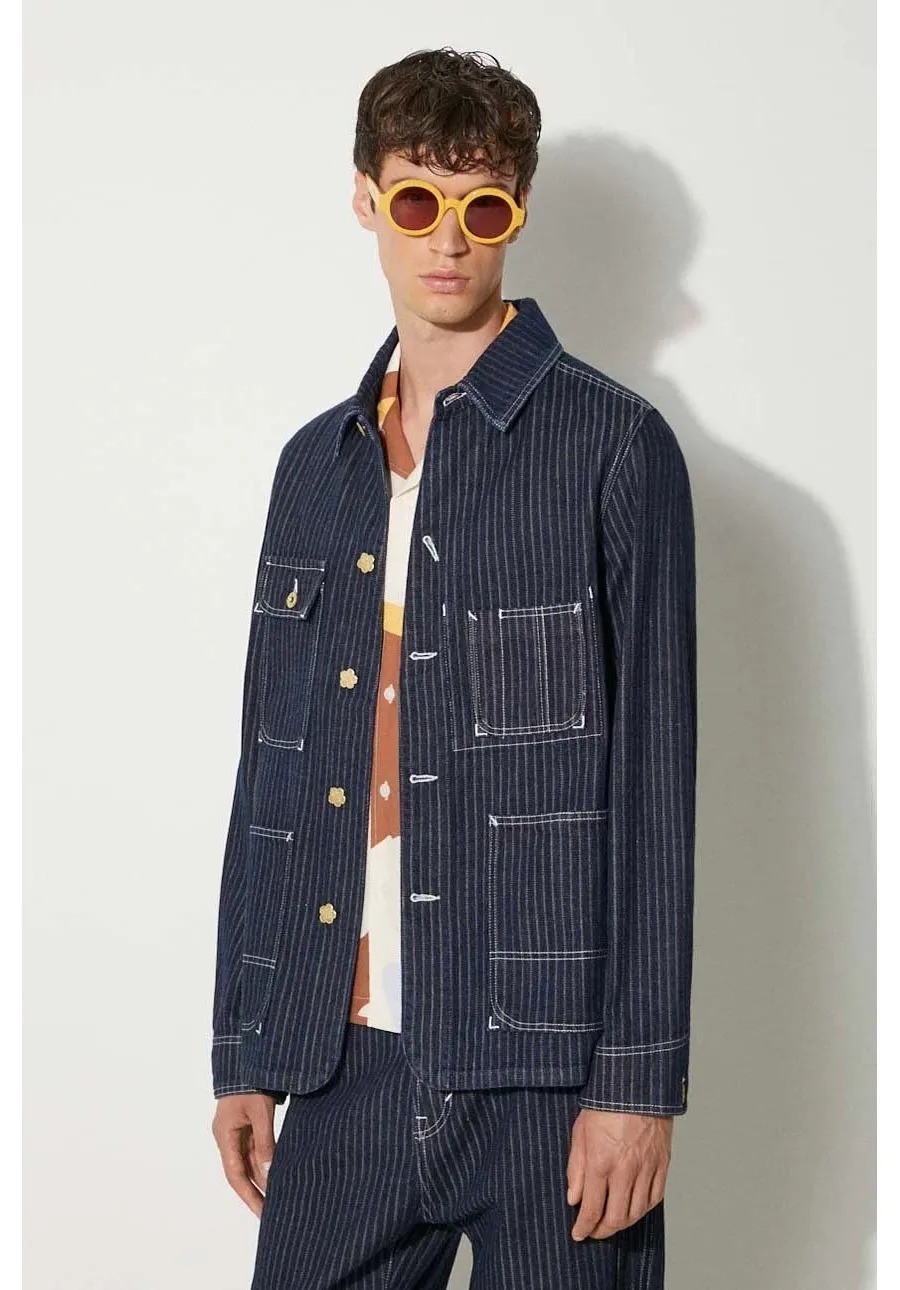 obrazek 1 Kenzo kurtka jeansowa Relaxed Workwear Jacket męska kolor granatowy przejściowa oversize FE65DV1126F1.DM