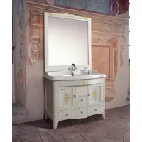 Zdjęcie Piękny stylowy włoski zestaw łazienkowy z porcelanową umywalką i lustrem
