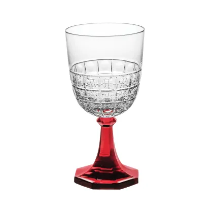 Zdjęcie Stylowy kryształowy kielich z czerwoną podstawą z niezwykłej kolekcji - Vista Alegre