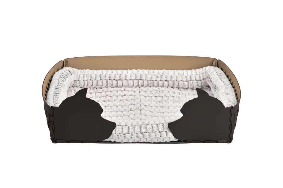 obrazek 1 Stylowe skórzane legowisko dla psa 60x42xH15 cm w kolorze czekoladowym