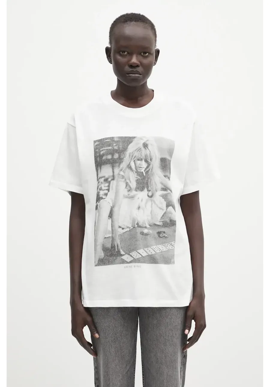obrazek 1 Anine Bing t-shirt bawełniany Lili Tee Ab X Dk X Brigitte Bardot damski kolor biały A.08.10565