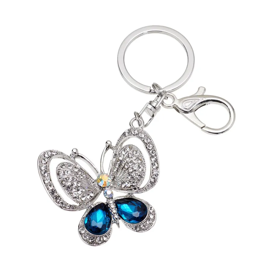 obrazek 1 Złoty brelok do kluczy w kształcie motyla z kryształkami i cyrkoniami