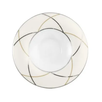 Zdjęcie Ekskluzywny biały mały spodek zdobiony pięknym nowoczesnym wzorem - Tettau