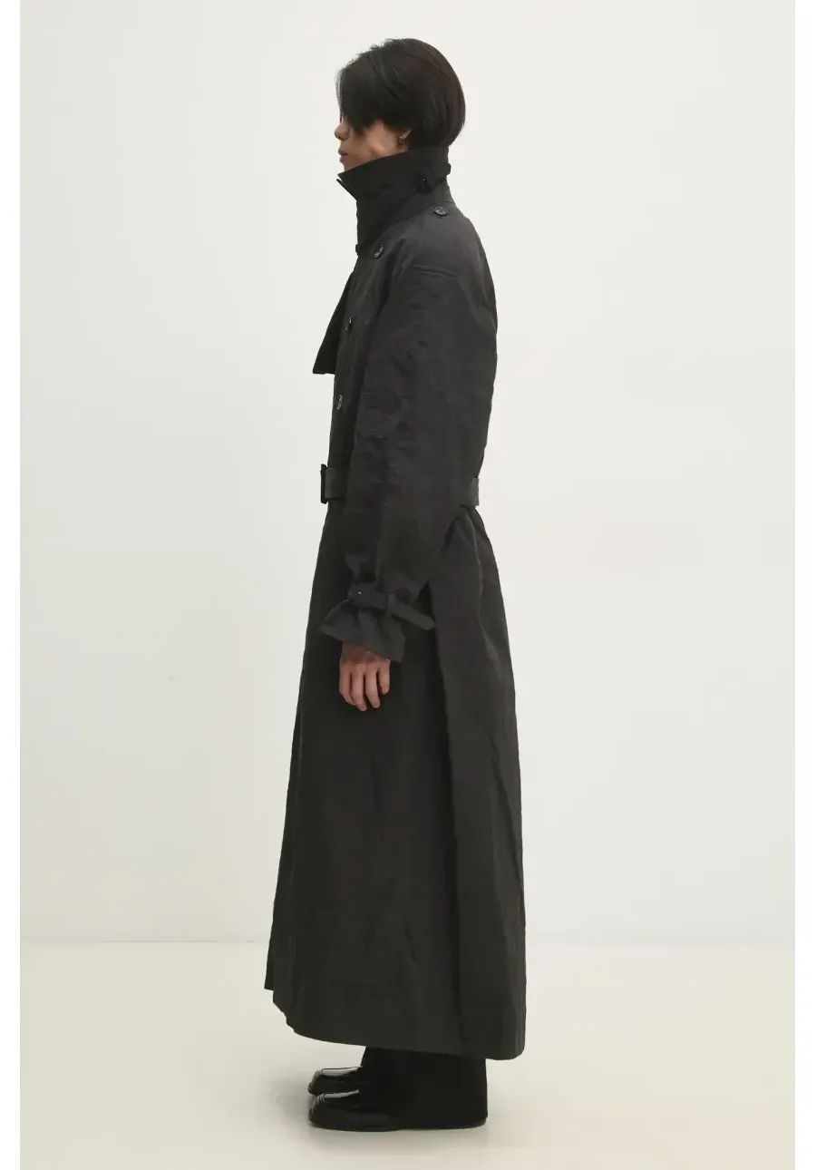 obrazek 1 VETEMENTS trencz Metalized Wrinkled Trenchcoat męski kolor czarny przejściowy oversize UA66CO100B
