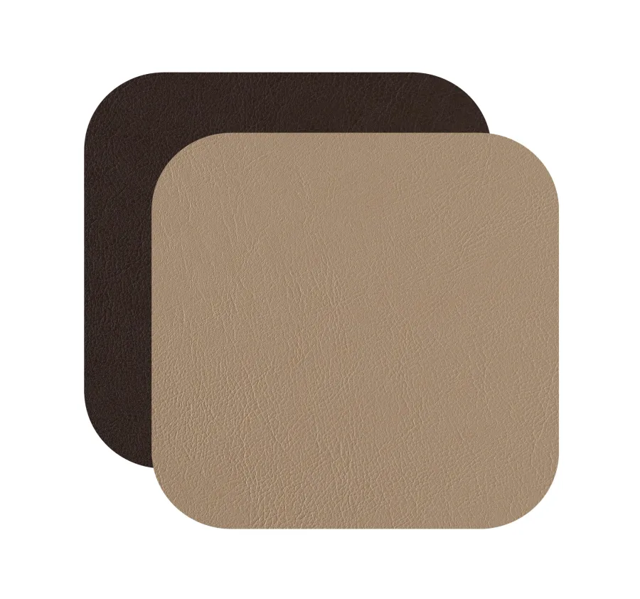 obrazek 1 Skórzana podkładka pod szklankę 12x12 cm w kolorze cappuccino i czekoladowym