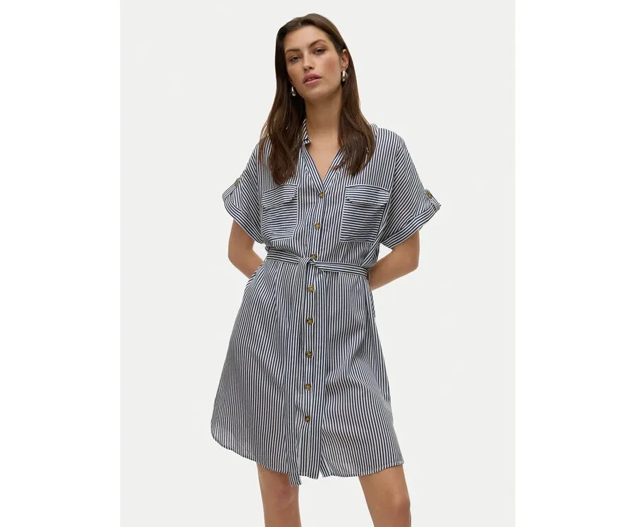 obrazek 1 Vero Moda Sukienka koszulowa Bumpy 10325828 Granatowy Loose Fit