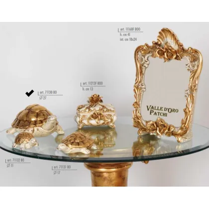 Picture Ceramic turtle with golden shell 27cm - Valle d'oro Patchi