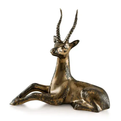 Picture Ceramic statuette of a male impala in oxidized bronze - Ahura