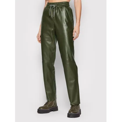 Zdjęcie Notes Du Nord Spodnie skórzane Tazz 12504 Zielony Relaxed Fit
