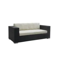 Zdjęcie Piękna stylowa sofa Maui z czarnego rattanu do ogrodu i na taras