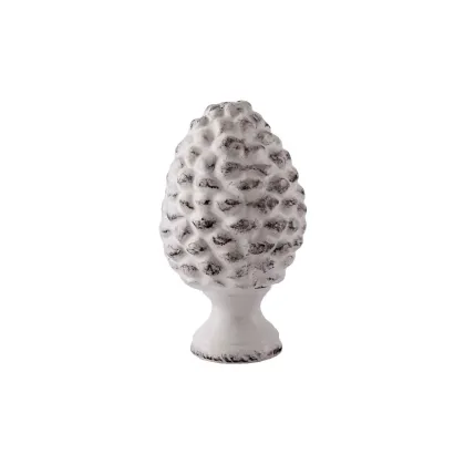 Zdjęcie Piękna mała ceramiczna biała szyszka sosnowa 18 cm - Virginia Casa
