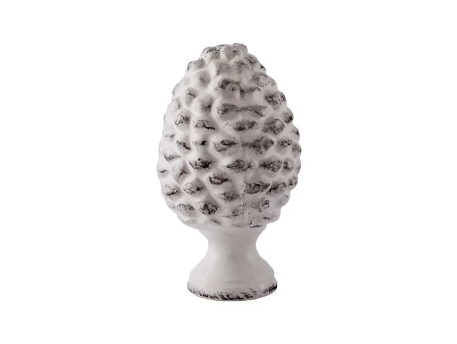 obrazek 1 Piękna mała ceramiczna biała szyszka sosnowa 18 cm - Virginia Casa