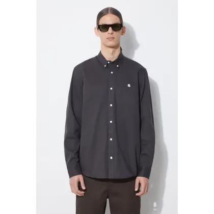 Zdjęcie Carhartt WIP koszula Longsleeve Madison Shirt męska kolor szary regular z kołnierzykiem button-down I023339.1ZYXX