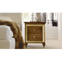 Picture Pascal bedside table, solid wood, walnut finish, gold accents - Avenanti