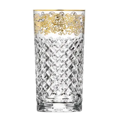 Zdjęcie Szklanka zdobiona złotymi wzorami z kryształu