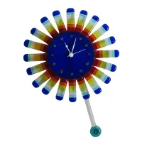 Picture Sun wall clock with blue concentric rays