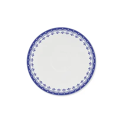 Zdjęcie Spodek z porcelany z subtelnym niebieskim zdobieniem z kolekcji HyggeLine - wariant 3 – Leander