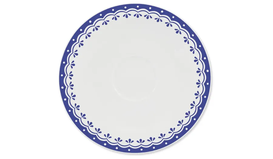obrazek 1 Spodek z porcelany z subtelnym niebieskim zdobieniem z kolekcji HyggeLine - wariant 3 – Leander