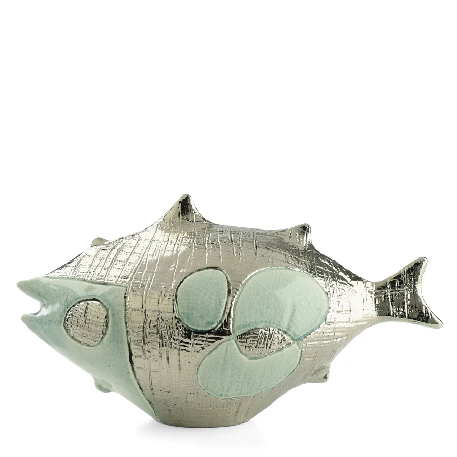 obrazek 2 Długa szkliwiona ceramiczna ryba H.20xL.17xP.38 cm
