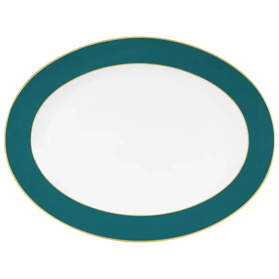 obrazek 1 Unikatowy talerz owalny z porcelany do jadalni