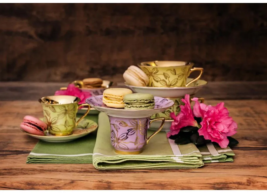 obrazek 2 Luksusowa filiżanka do kawy Windsor ze spodkiem z porcelany w kolorze różowym – Leander