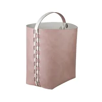 Zdjęcie Piękny skórzany kosz Helena z rączką 35x30xH45 cm w stylowym kolorze pudrowego różu