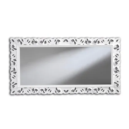Zdjęcie Włoskie, prostokątne lakierowane lustro z błyszczącym białym wykończeniem - Zanini