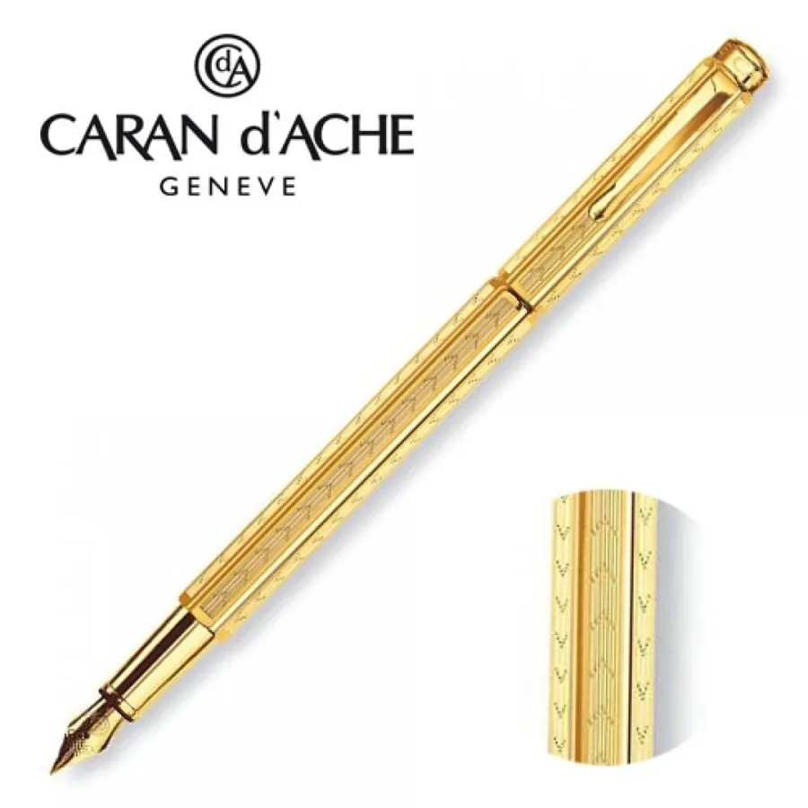 picture 4 Ecridor Fountain Pen - Chevron, gilded hexagonal body and trims