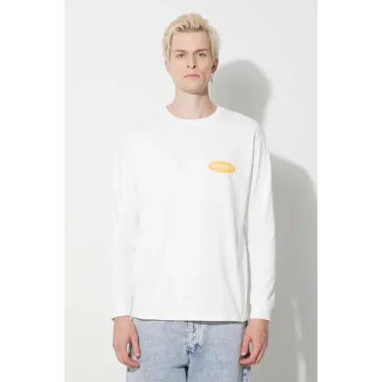 Zdjęcie Gramicci longsleeve bawełniany Original Freedom Oval Longsleeve Tee kolor biały z nadrukiem G3FU.T072