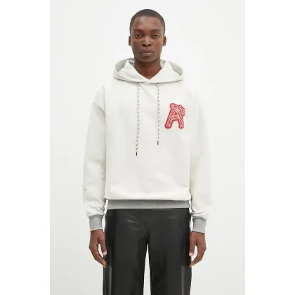 Zdjęcie Aries bluza bawełniana Reverse Column A Hoodie męska kolor szary z kapturem z aplikacją AR2001202